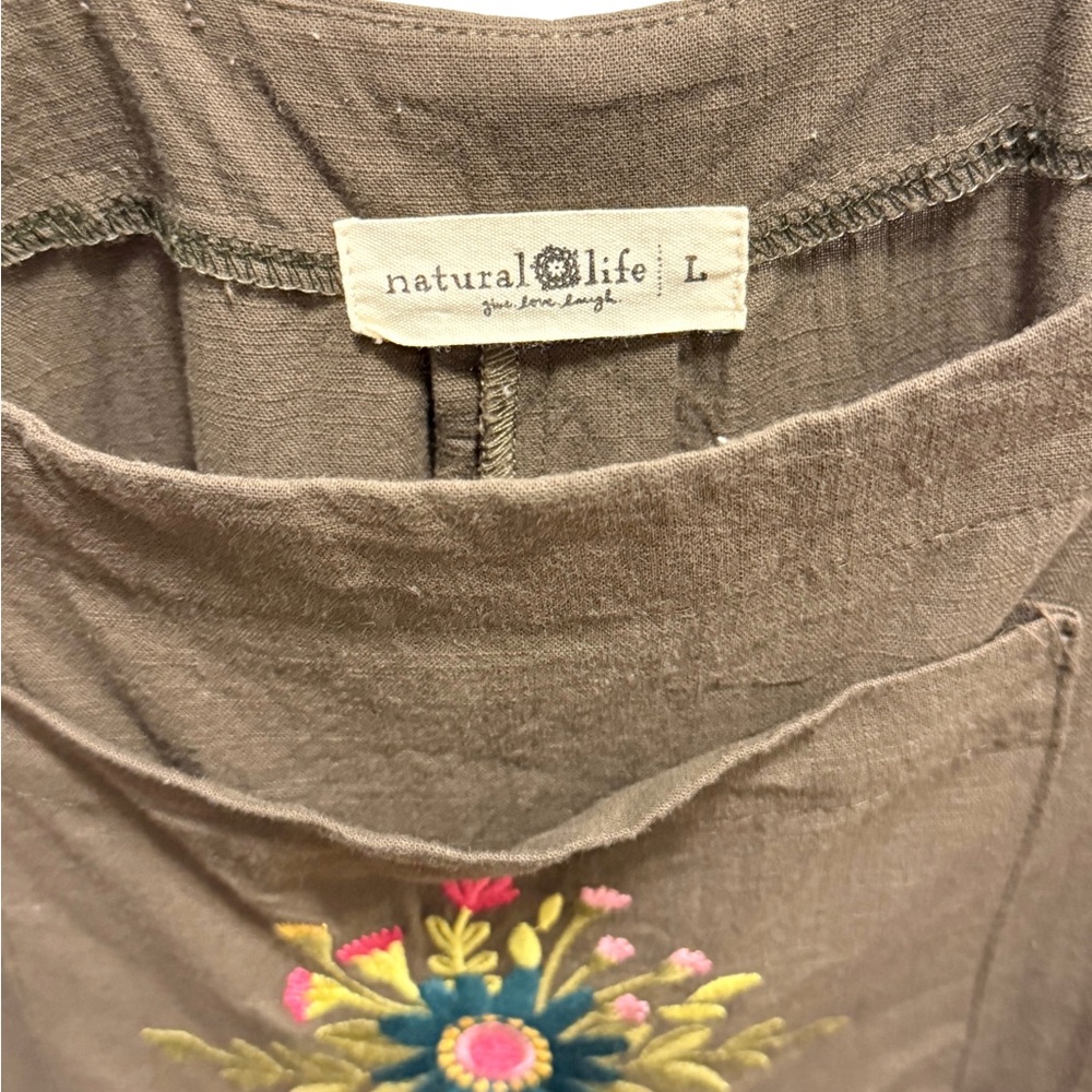 NATURAL LIFE Brown Embroidered Wide-Leg Jumpsuit - Picture 7 of 9